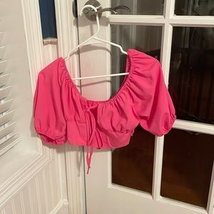 HOT PINK SHEIN TOP, CROPPED, BAGGY SLEVES